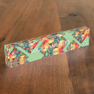 Green multi kaleidoscope Desk Name plate