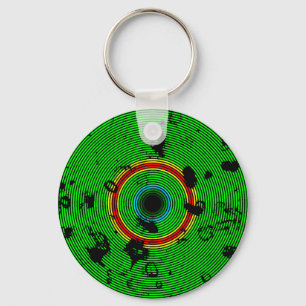 GREEN Multicolor Vinyl Disc Texture Pattern Keychain