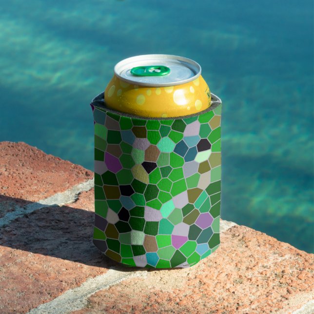 GREEN Multicolored Garden Pattern  Can Cooler (In Situ Pool)