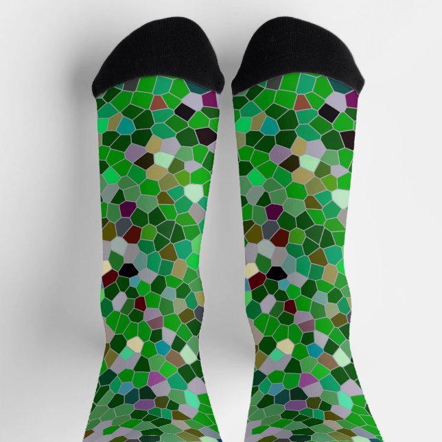 GREEN Multicolored Garden Pattern  Socks (Top)
