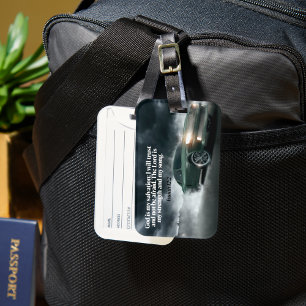 Green Muscle Car Burnout With Isaiah 12:2 Verse  Luggage Tag