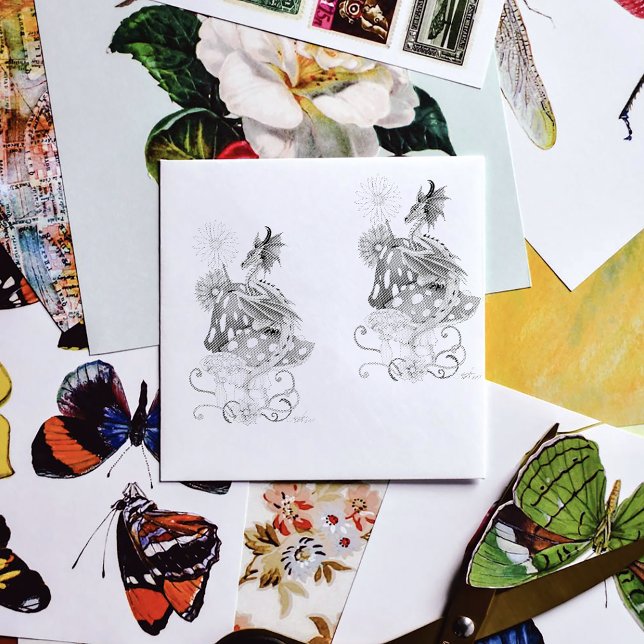 Green Mushroom Dragon Fantasy Flowers Rubber Stamp (Creator Uploaded)