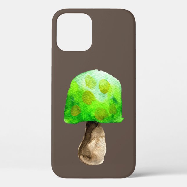 Green Mushroom watercolor cute fungi Case-Mate iPhone Case (Back)