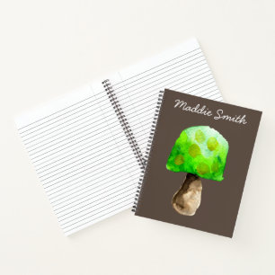 Green Mushroom watercolor cute fungi Notebook