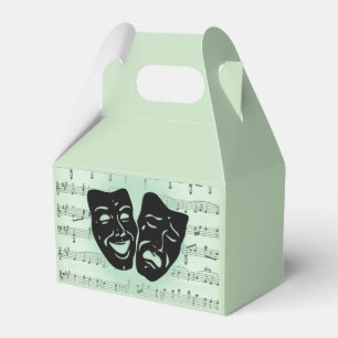 Green Music and Theater Greek Masks Favor Box