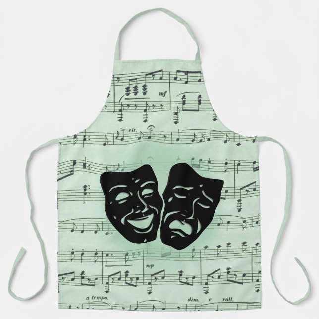 Green Music and Theatre Greek Masks Apron (Front)
