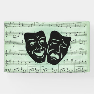 Green Music and Theatre Greek Masks Banner