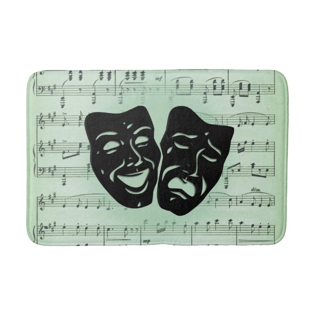 Green Music and Theatre Greek Masks Bath Mat (Front)