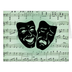 Green Music and Theatre Greek Masks Blank Inside