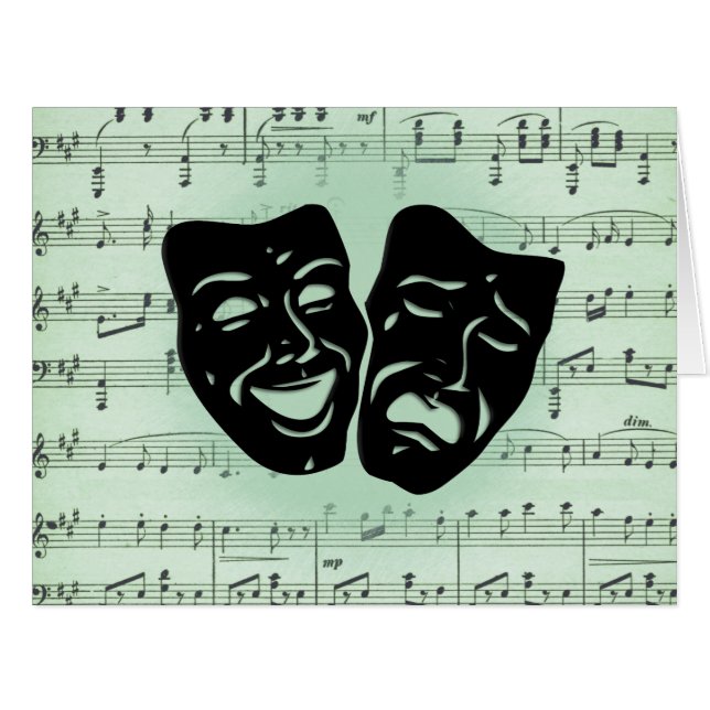 Green Music and Theatre Greek Masks Blank Inside (Front Horizontal)