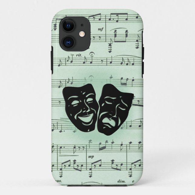 Green Music and Theatre Greek Masks Case-Mate iPhone Case (Back)