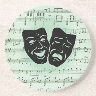 Green Music and Theatre Greek Masks Coaster