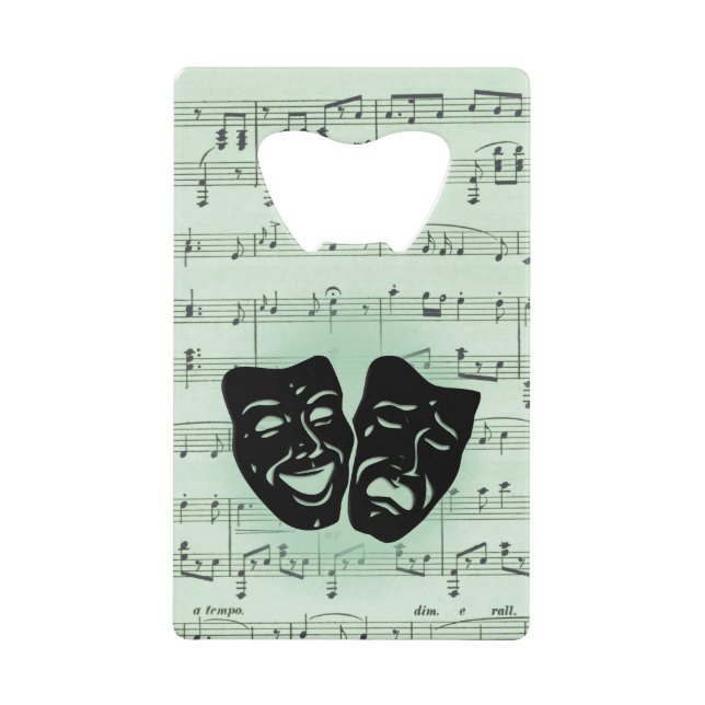 Green Music and Theatre Greek Masks Credit Card Bottle Opener (Front)