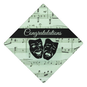 Green Music and Theatre Greek Masks Graduation Cap Topper
