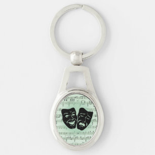 Green Music and Theatre Greek Masks Keychain