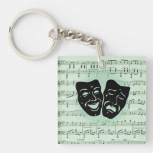 Green Music and Theatre Greek Masks Keychain