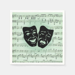 Green Music and Theatre Greek Masks Napkin