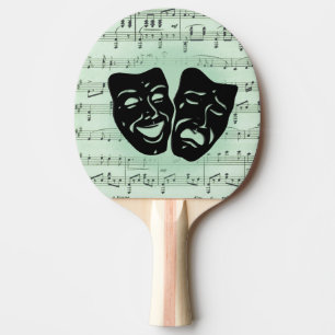 Green Music and Theatre Greek Masks Ping Pong Paddle