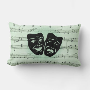 Green Music and Theatre Greek Masks Solid Green Lumbar Pillow
