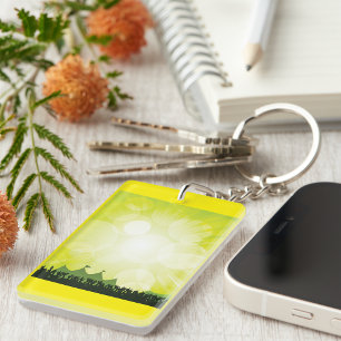 Green Music Festival Silhouette Concert Crowd Keychain