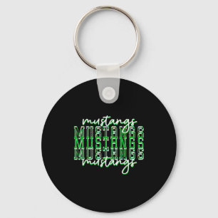 Green Mustang Pride School Srit Game Day Mustangs  Keychain