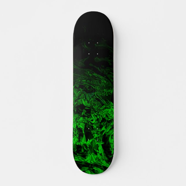 Green Mutant black geometric gradient swirls Skateboard (Front)