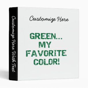 Green My Favourite Colour T-shirts and Gifts Binder