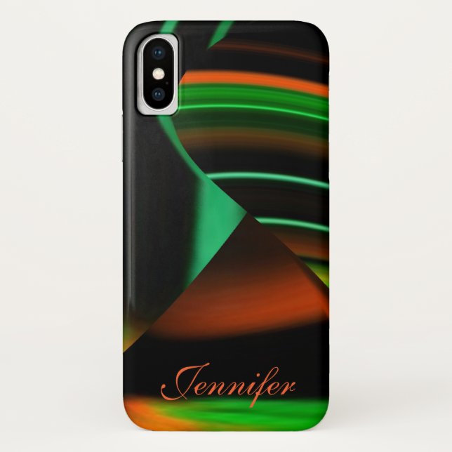 Green N Orange Stripes N Shapes Case-Mate iPhone Case (Back)