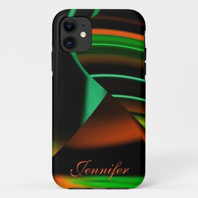 Green N Orange Stripes N Shapes iPHONE 5 Case * (Back)