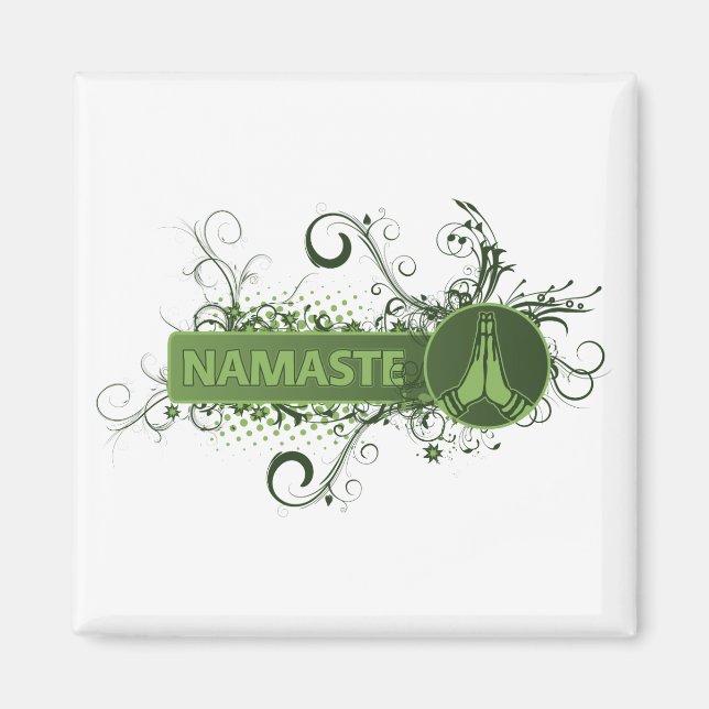 Green Namaste English Magnet (Front)