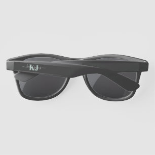 Green Name & Monogram   Retro Typography Sunglasses