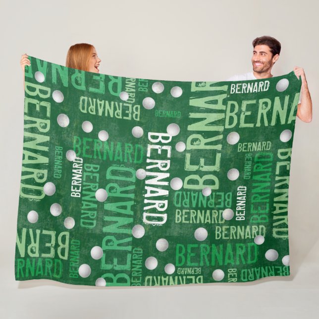 Green Names and Golf Balls Fleece Blanket (In Situ)
