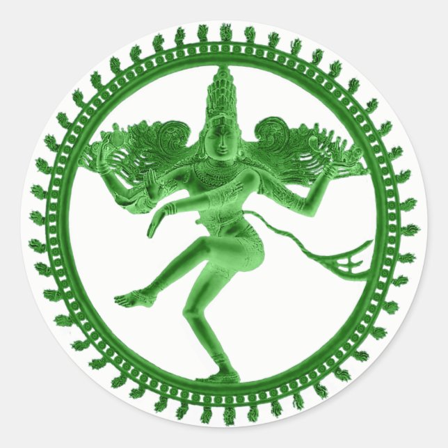 Green Nataraja Classic Round Sticker (Front)