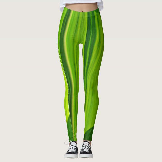Green natural pattern leggings (Front)