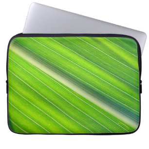 Green natural striped pattern laptop sleeve