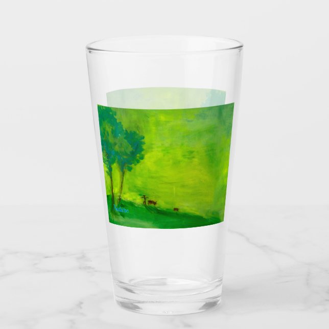 Green nature Glass Cup (Front)