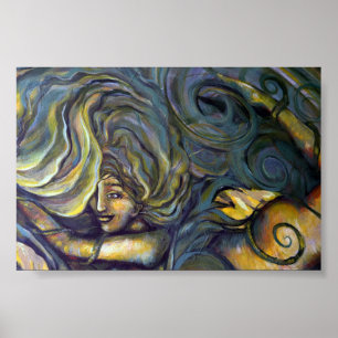 Green Nature Goddess Floral Green Garden Witch     Poster