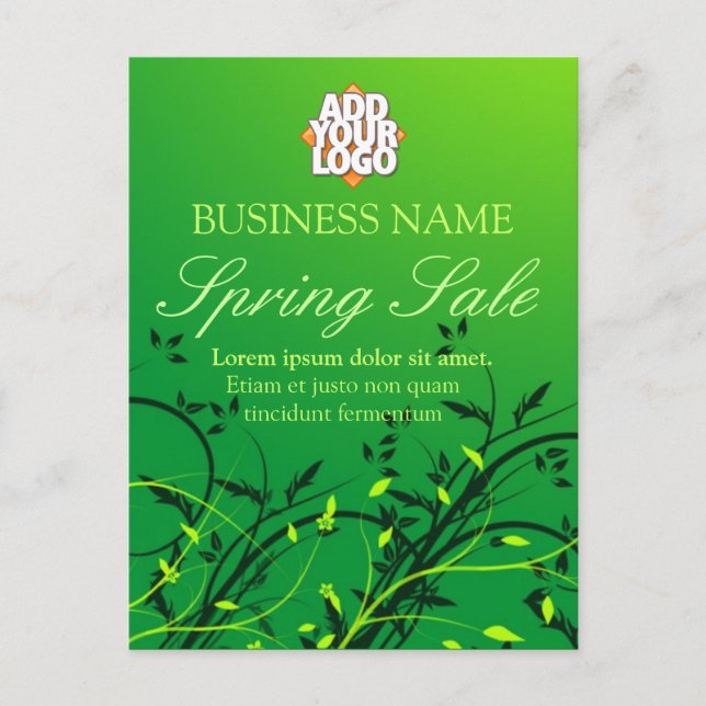 Green Nature Spring Sale Business Postcard (Front)