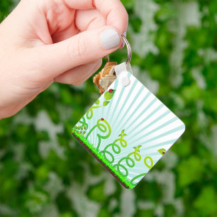 Green Nature Typography Eco-Friendly Keychain
