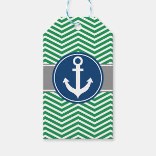 Green Nautical Anchor Chevron Gift Tags