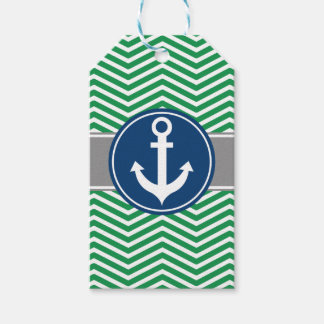 Green Nautical Anchor Chevron Gift Tags