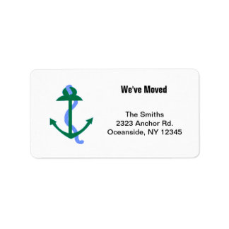 Green Nautical Anchor Label