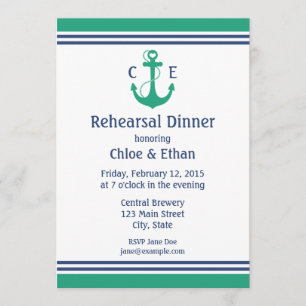 Green Nautical Rehearsal Dinner Invitations