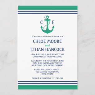 Green Nautical Wedding Invitations