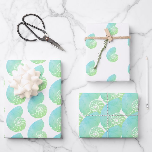 Green Nautilus Wrapping paper (Front)