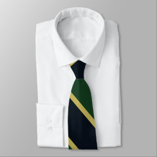 Green Navy and Gold University Stripe Tie