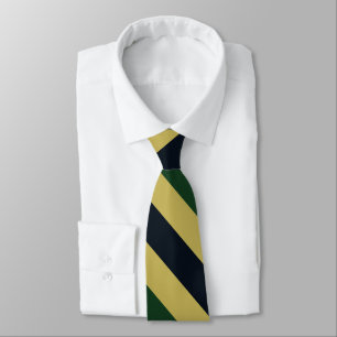 Green Navy and Gold University Stripe Tie