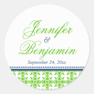 Green navy preppy custom name wedding favour label