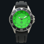 Green Neon Colour Personalize This Watch<br><div class="desc">This festive custom fashion watch is available in a vibrant accent green neon style colour decor for yourself or as a gift sure to make an impression in all occasions.

 Personalize it with a text and your monogram. 
 












Introducing</div>