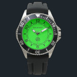 Green Neon Colour Personalize This Watch<br><div class="desc">This festive custom fashion watch is available in a vibrant accent green neon style colour decor for yourself or as a gift sure to make an impression in all occasions.

 Personalize it with a text and your monogram. 
 












Introducing</div>